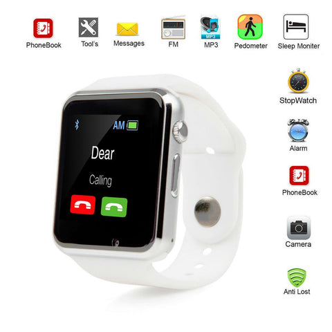 A1 Smart Wrist Watch Bluetooth Waterproof GSM Phone For Android Samsung iPhone Fashion/Smart watch (WHITE)