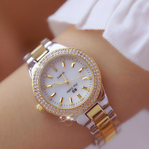 2018 Luxury Brand lady Crystal Watch Women Dress Watch Fashion Rose Gold Quartz Watches Female Stainless Steel Wristwatches