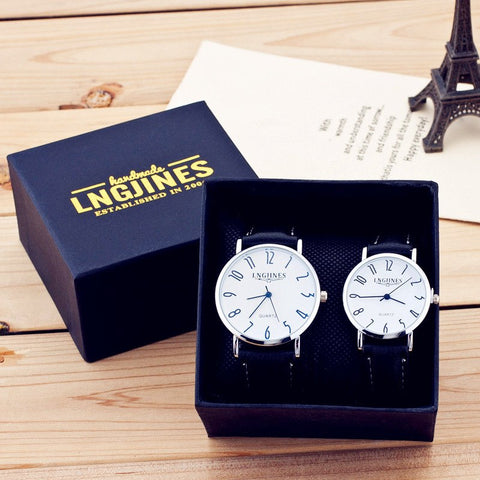 Men Watches Luxury Brand Thin Full Genuine Leather Simple Elegant High-gloss Glass Watch Classic Creative Couple Gift For Lovers