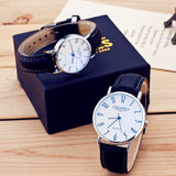 Men Watches Luxury Brand Thin Full Genuine Leather Simple Elegant High-gloss Glass Watch Classic Creative Couple Gift For Lovers