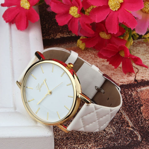 New Unisex Casual Geneva Checkers Faux Leather Quartz Analog naviforce Wrist women watches Classics color Ladies sport Gifts F80