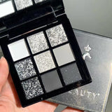 9 Colors Punk Smokey Matte Glitter Eyeshadow Palette Shimmer Eye Shadow Makeup Palette Cool Toned Gray Black Eye Pigment Palett